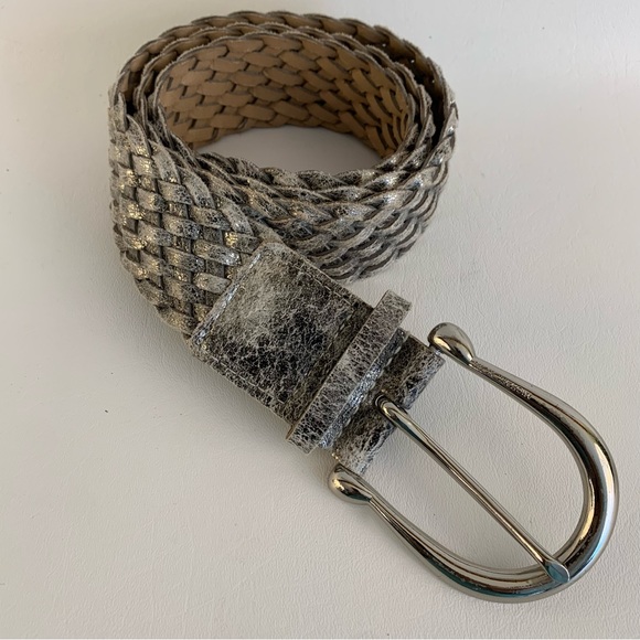 Michael Kors Silver Distressed Woven Belt - Picture 4 of 5